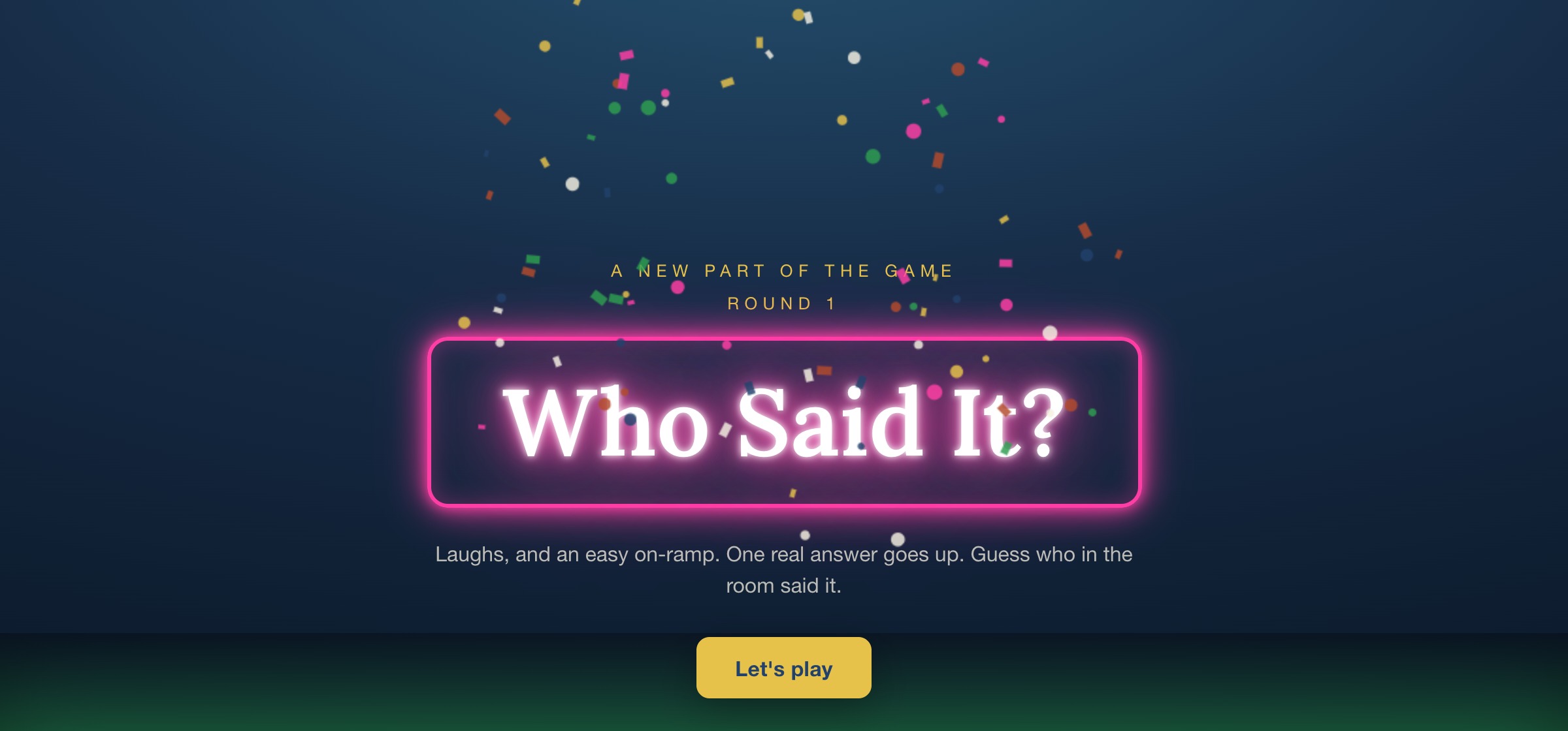 A round intro with a game-show feel